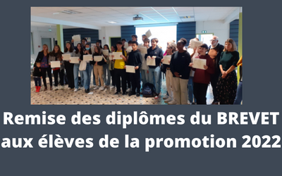 Remise des diplômes du Brevet – session 2022