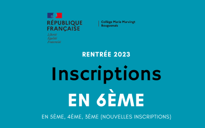 Inscriptions pour la rentrée 2023