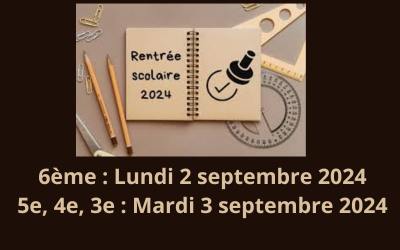 Dates de rentrée 2024